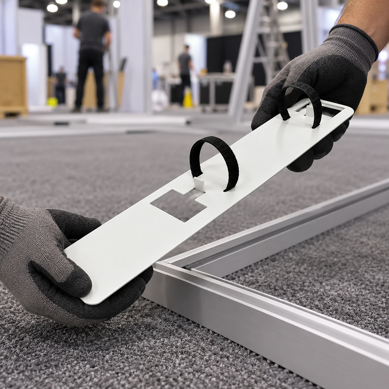 Stabilising foot held ready to fit during build-up
