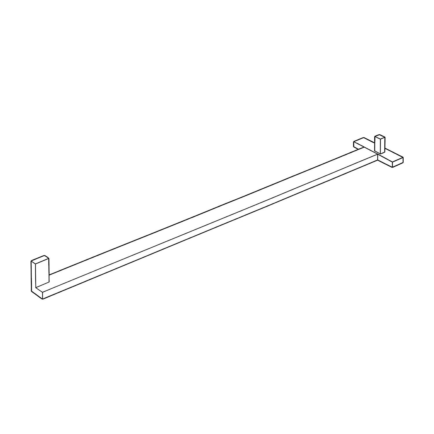 Line drawing of a storeroom door kit bar