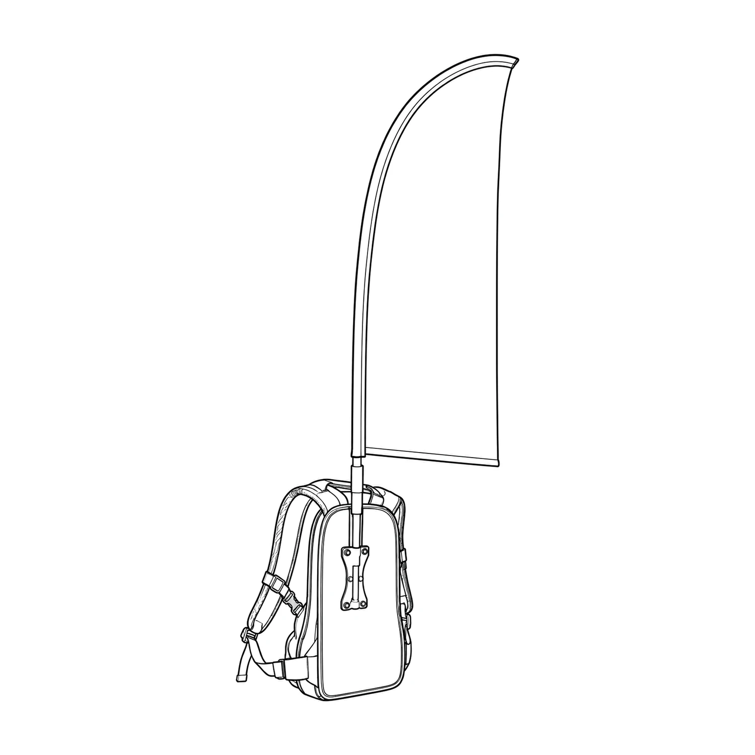 Street Flag Backpack Flag with Feather Flag line drawing