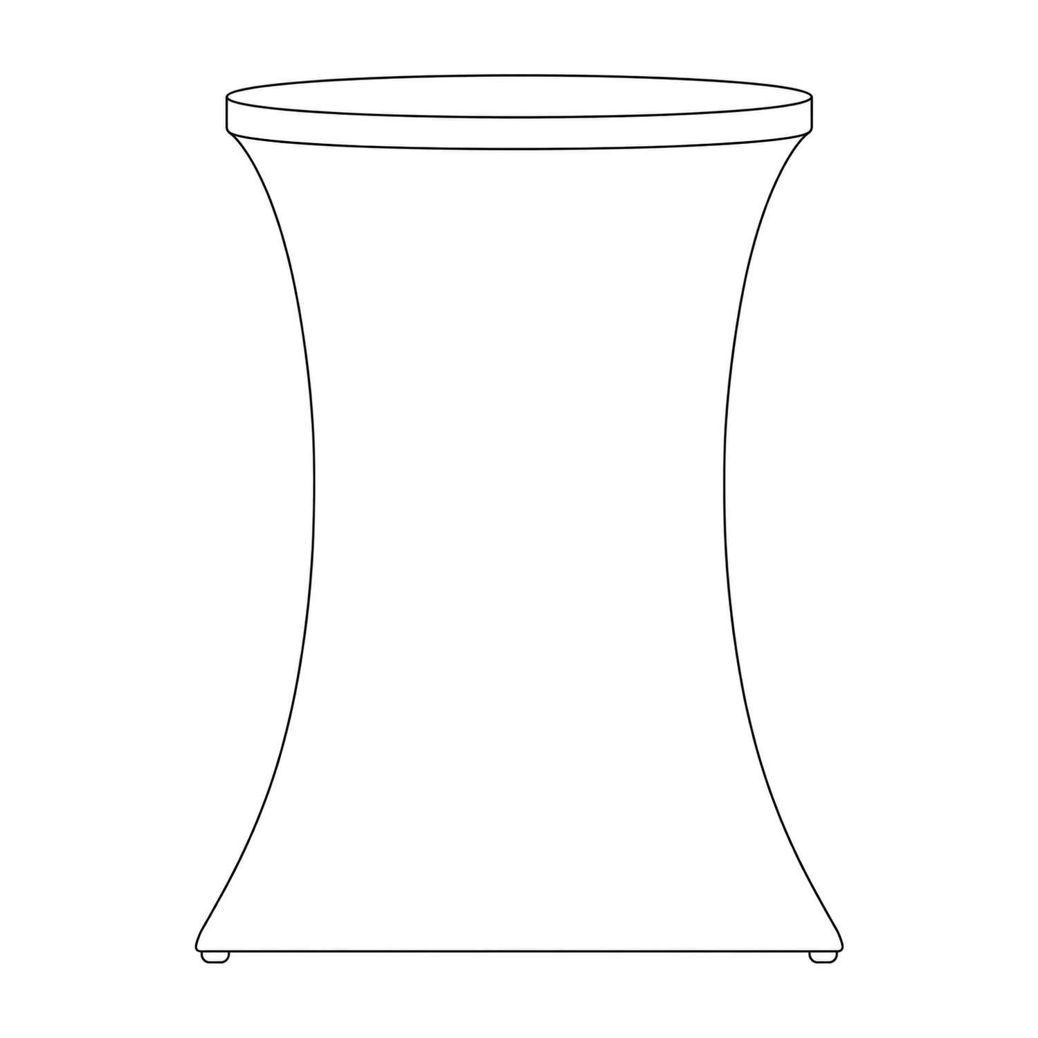 Stretch Fabric Poseur Table - Fully Enclosed line drawing