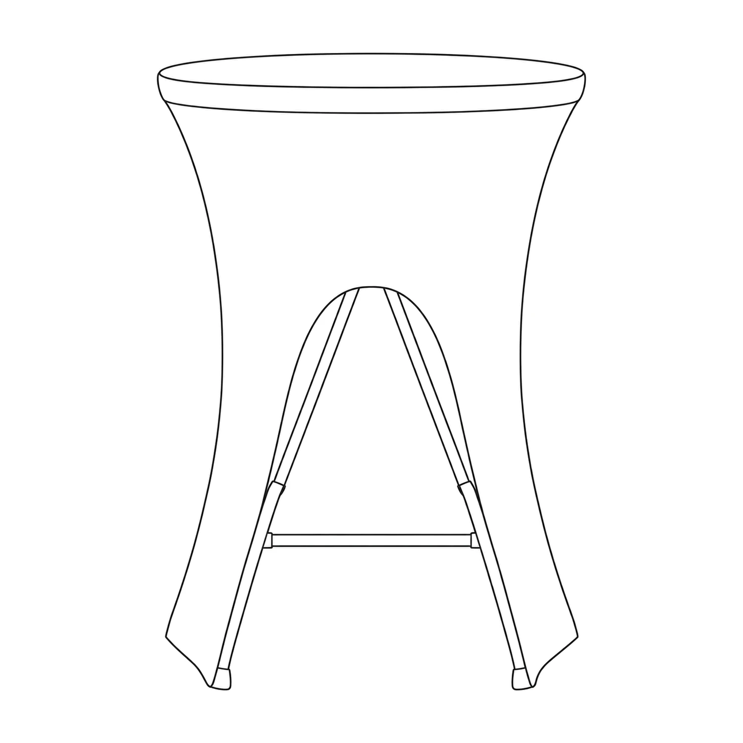 Stretch Fabric Poseur Table - Open Back line drawing