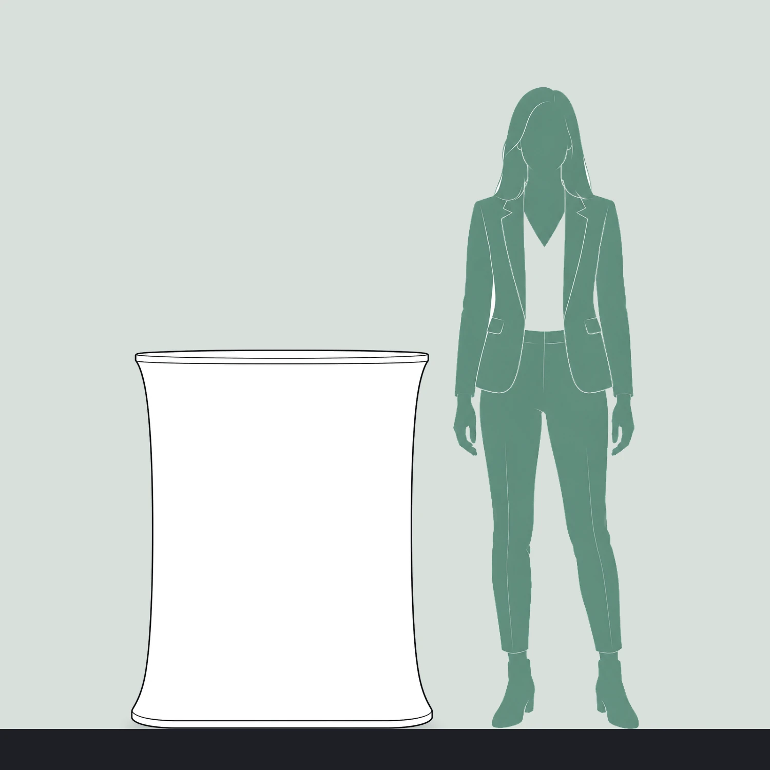 Stretch Fabric Rectangle Counter with Rear Hook and Loop Join size compared with a person