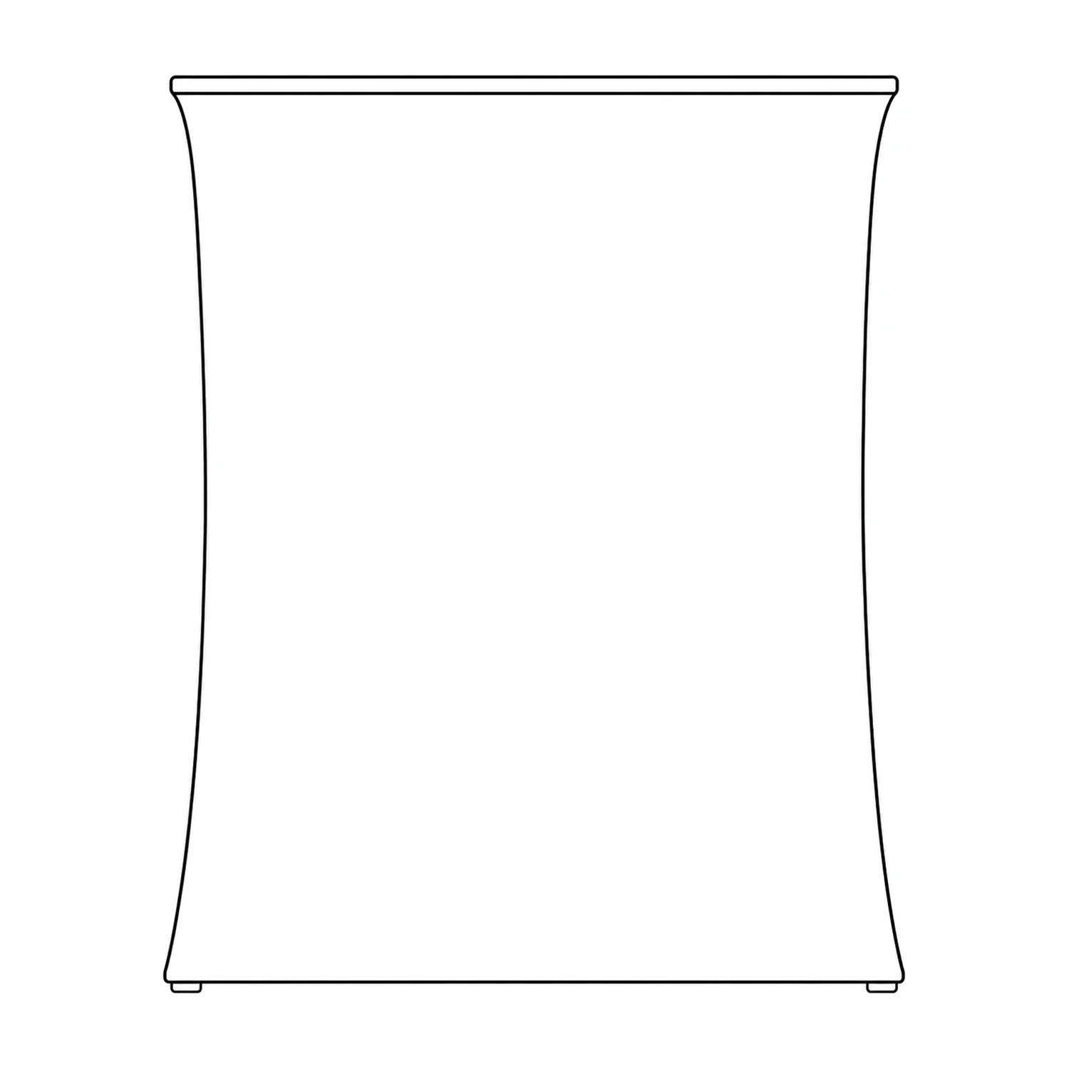 Stretch Fabric Rectangle Counter with Rear Opening line drawing