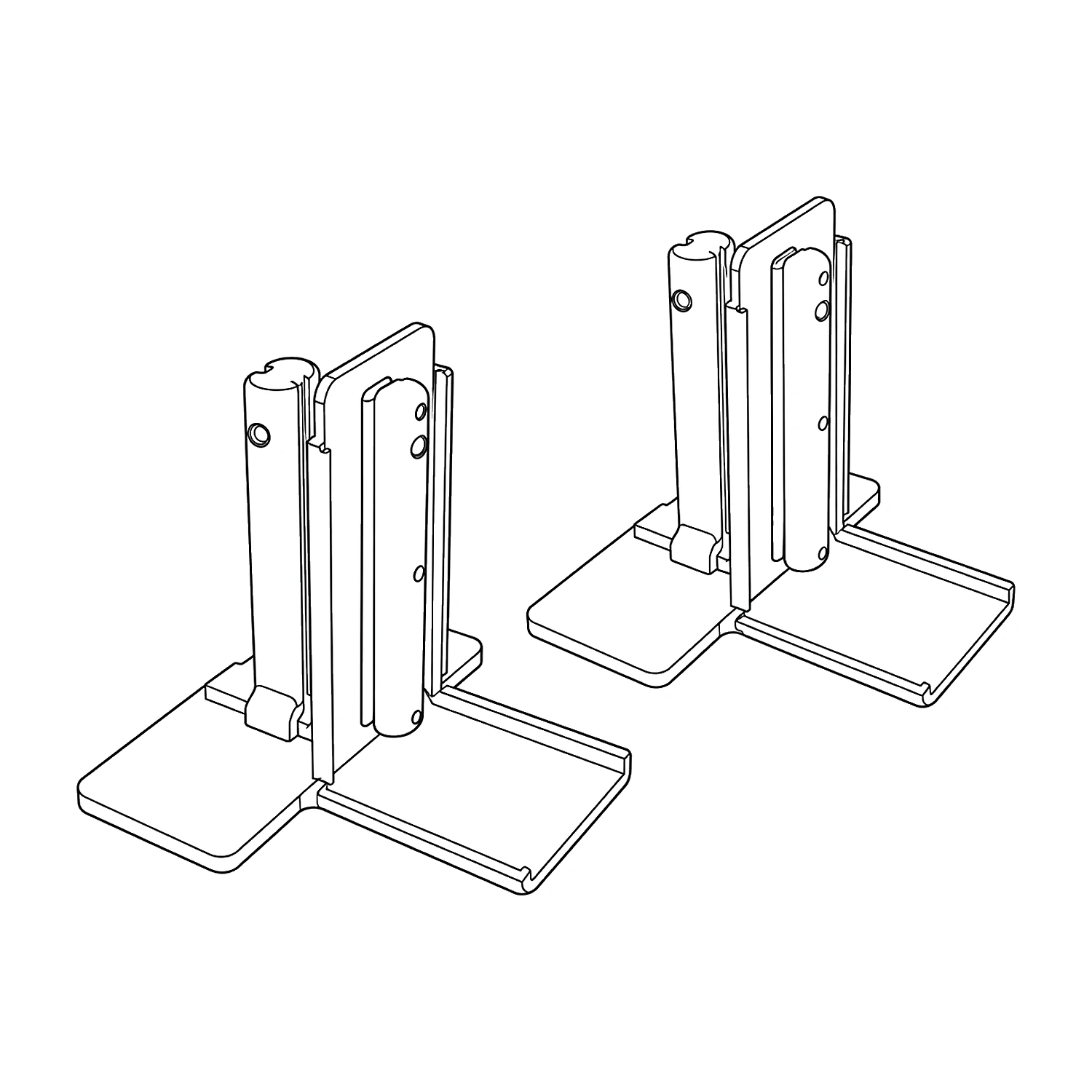 Line drawing of the T-shape connector top and bottom pieces