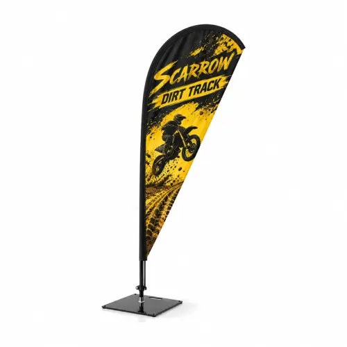 Teardrop Flag Large, 3.49m Tall - Double-Sided, shown with example artwork