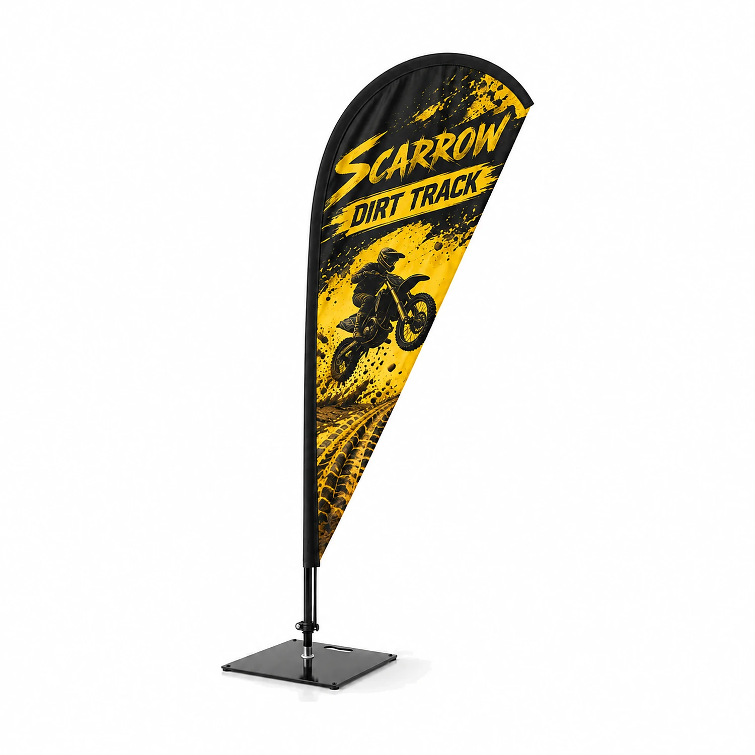 Teardrop Flag Large, 3.49m Tall - Double-Sided, shown with example artwork