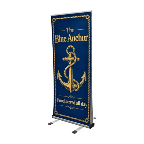 Thunder Double-Sided Outdoor Roller Banner 850mm Wide with example artwork