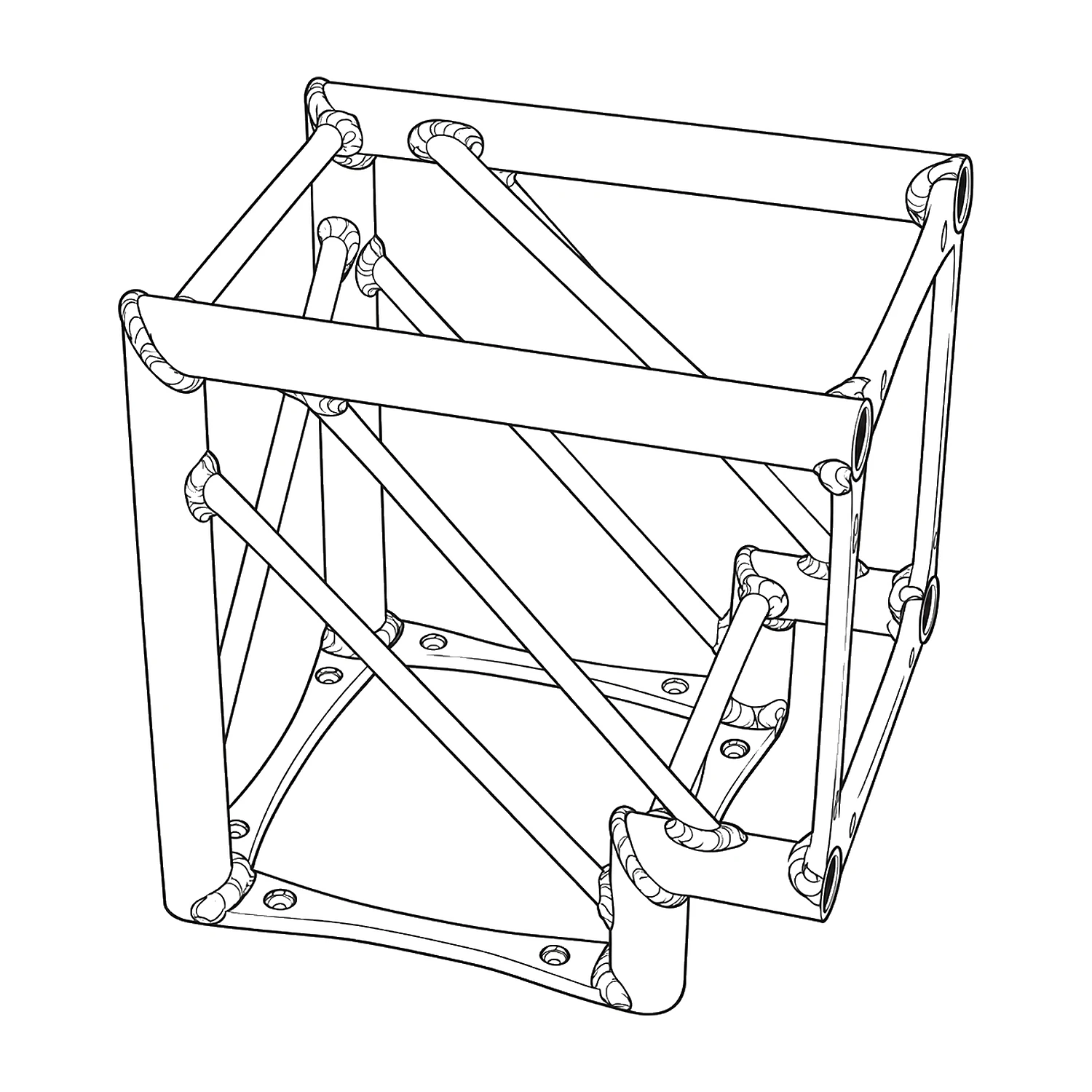 Truss 2-way 90 degree corner line drawing