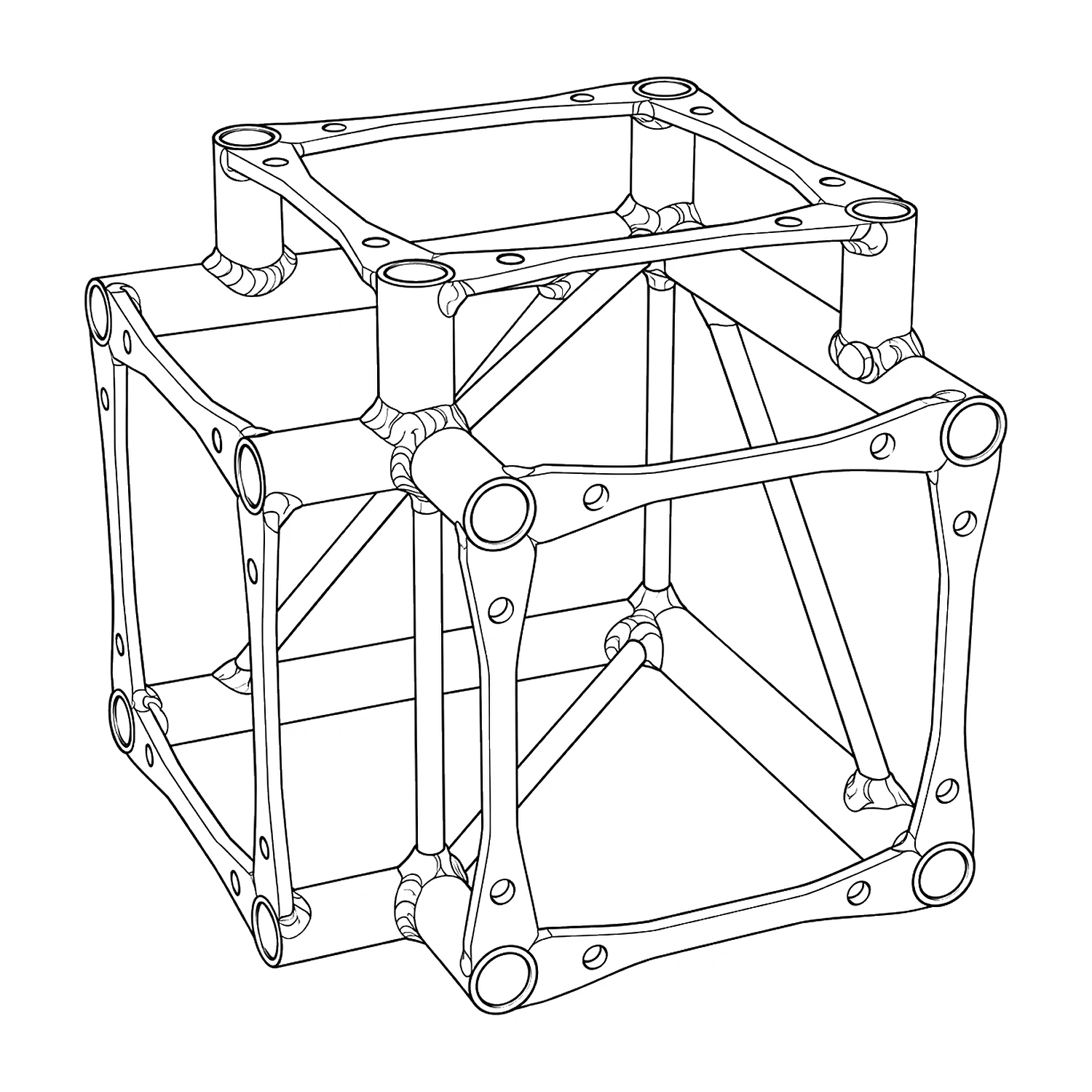 Truss 3-way corner junction line drawing
