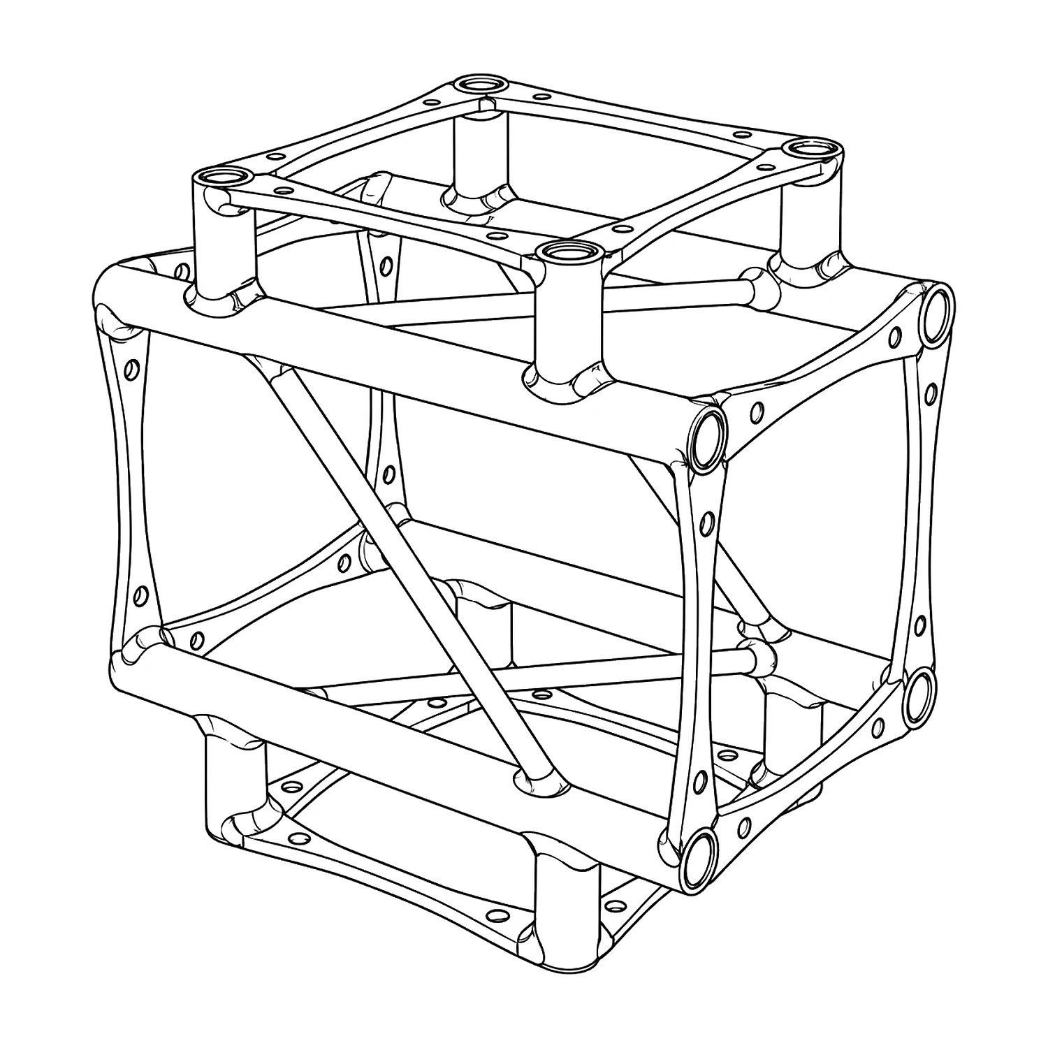 Truss 4-way cross junction line drawing