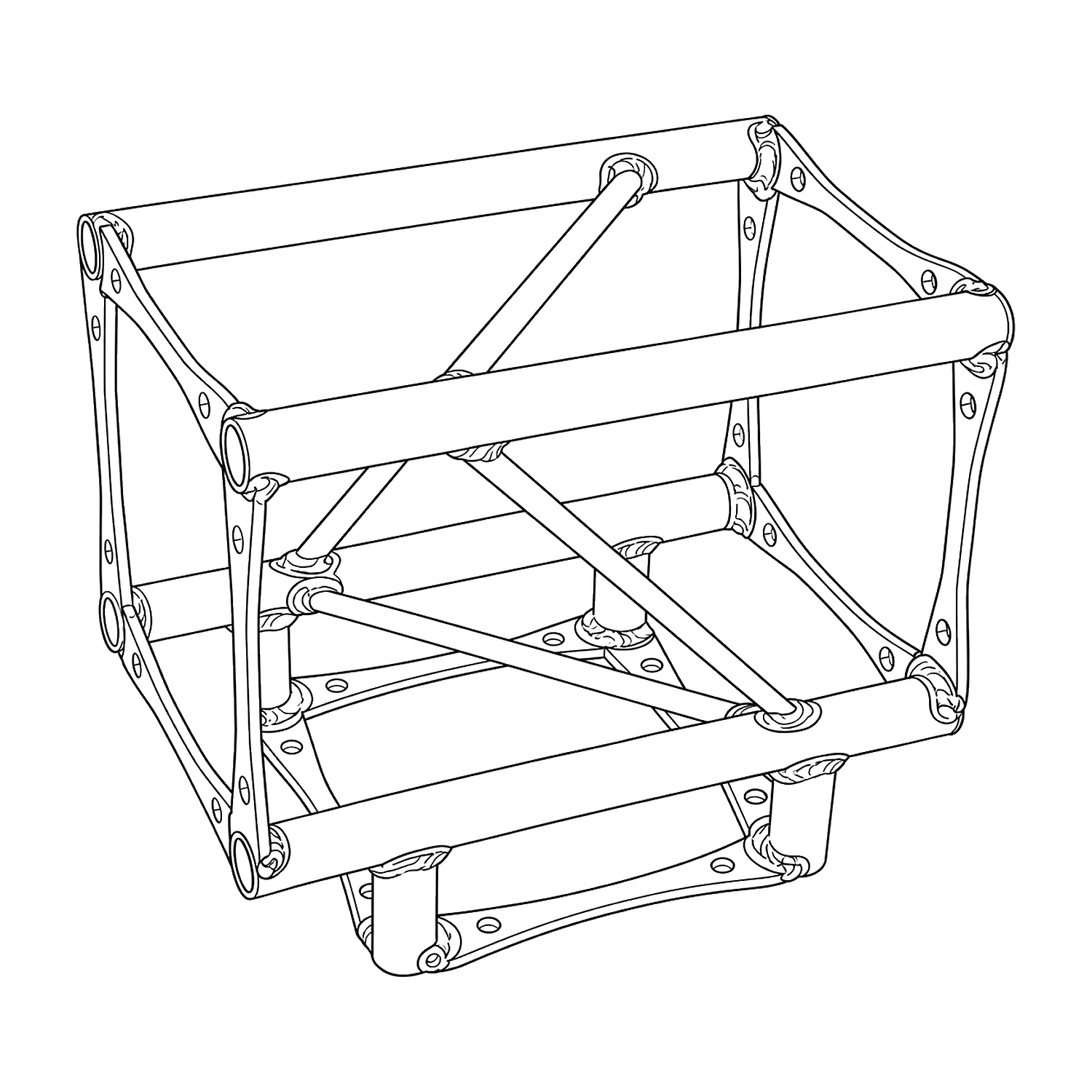 Truss 3-way T-junction line drawing