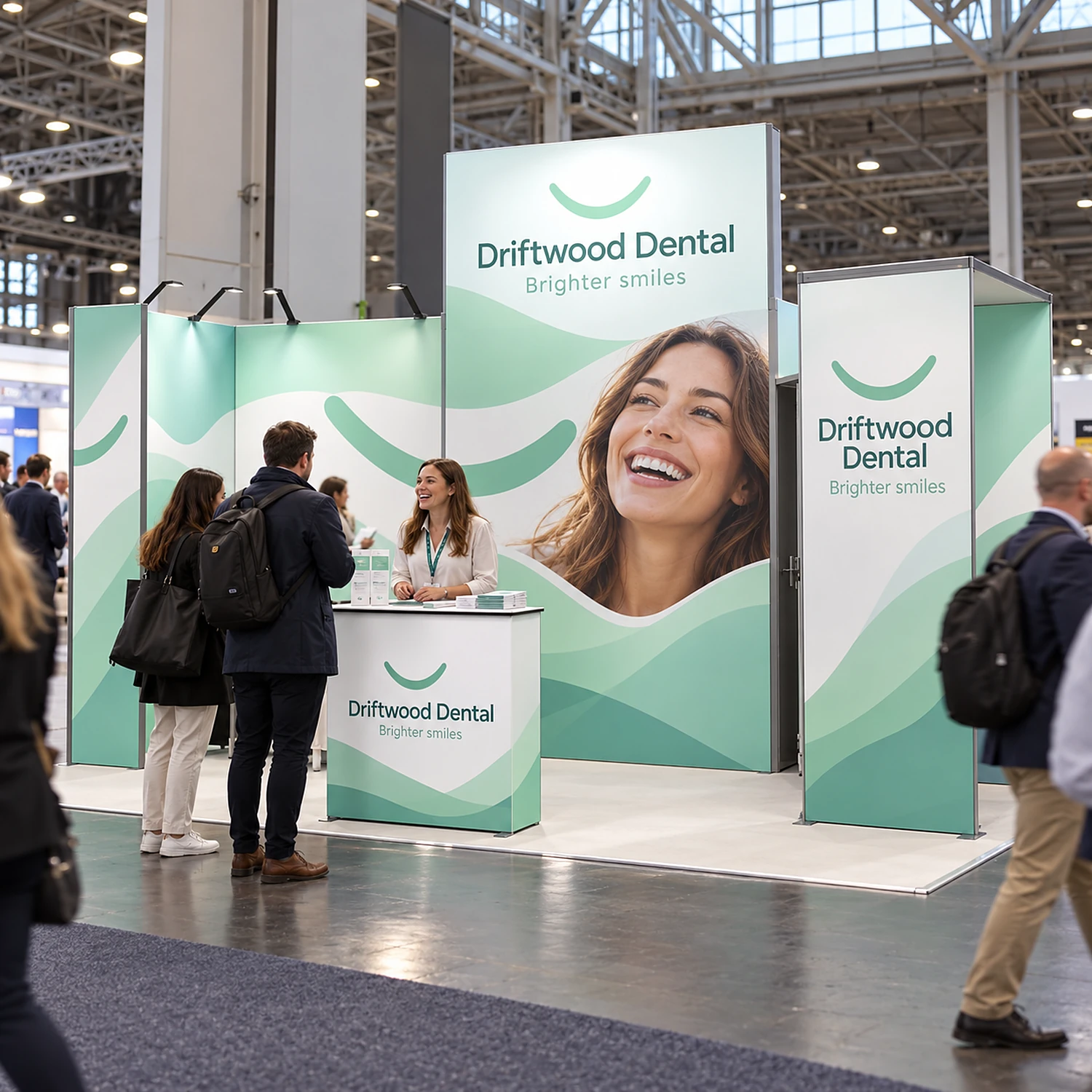 24m2 modular exhibition stand in use at a busy trade show