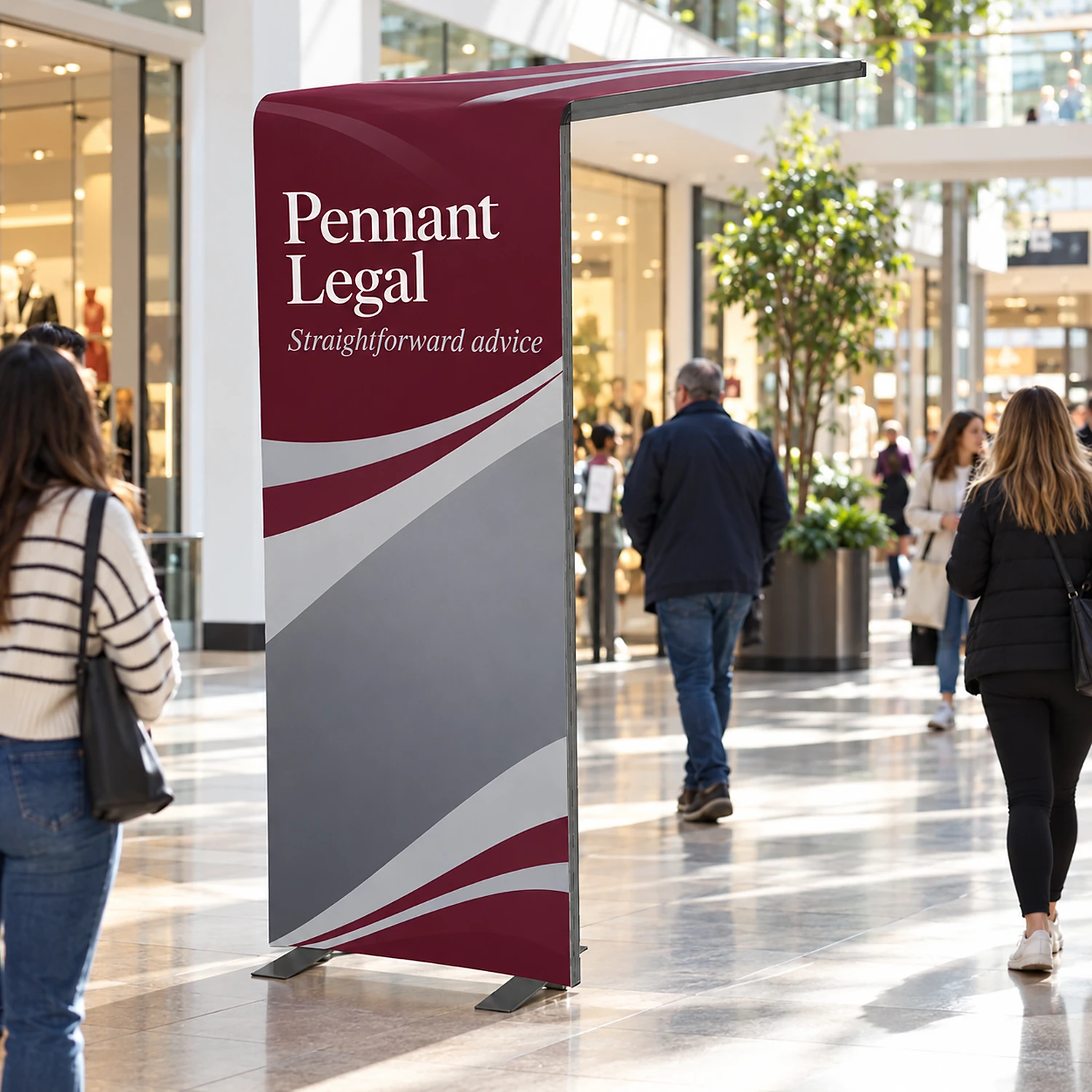 Modular fabric arch module at a shopping centre activation