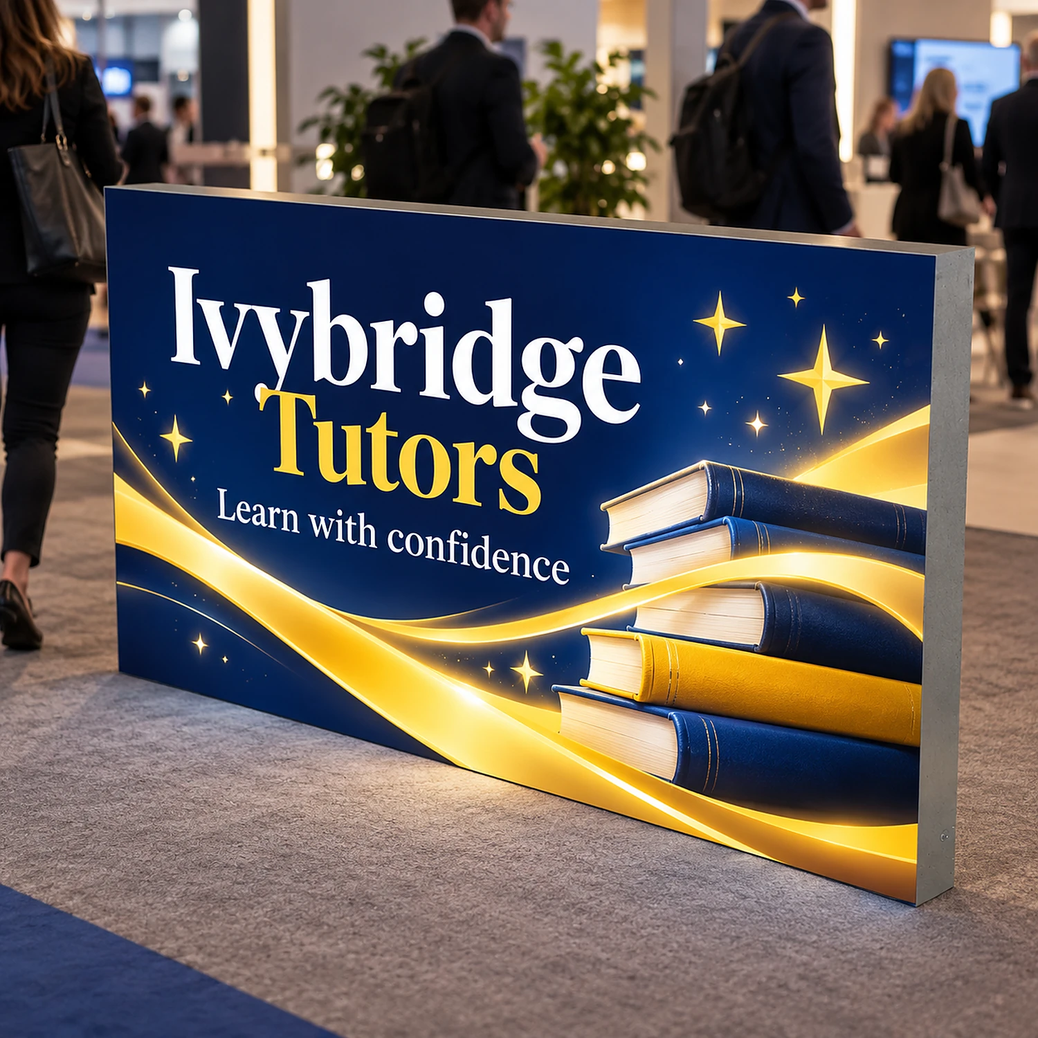 Backlit LED lightbox module in use at a trade show