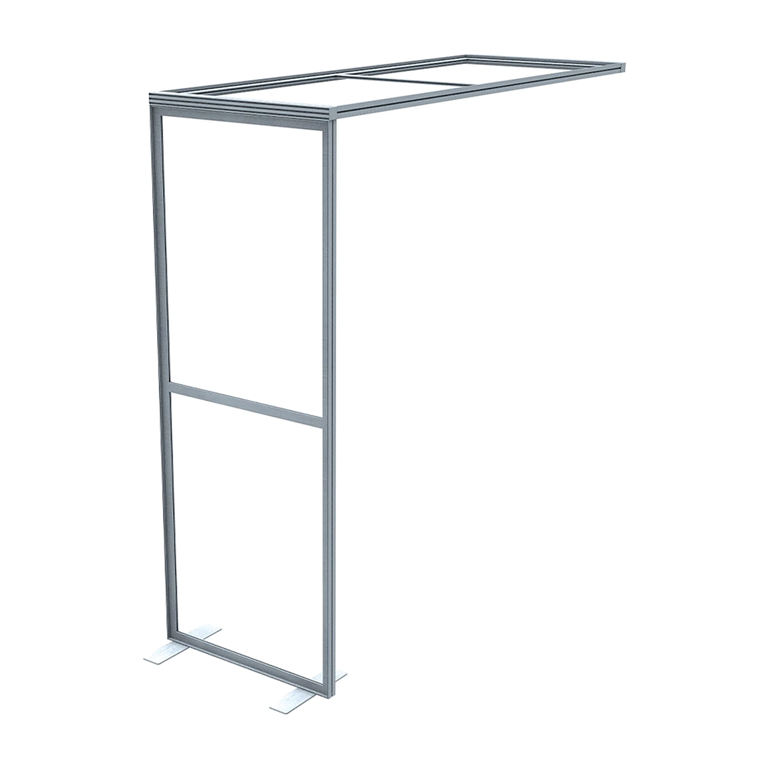 Bare aluminium frame of the archway module