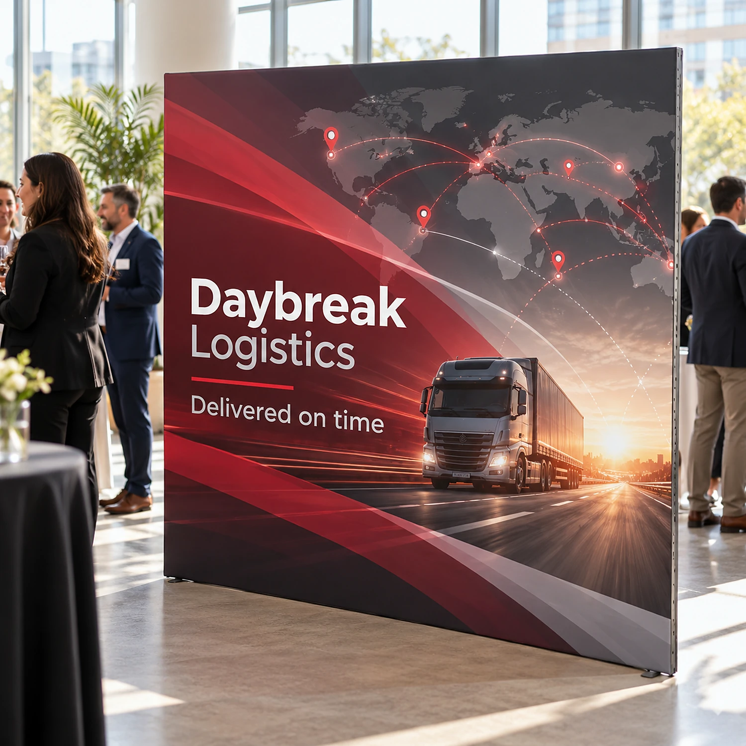 Modular fabric wall module in use at a launch event