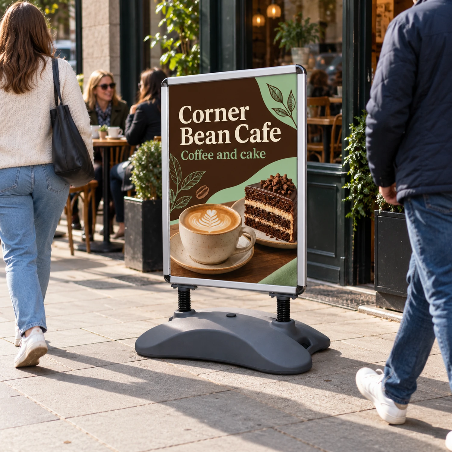 Whirlwind Water Base Swing Sign A0 in use at an event