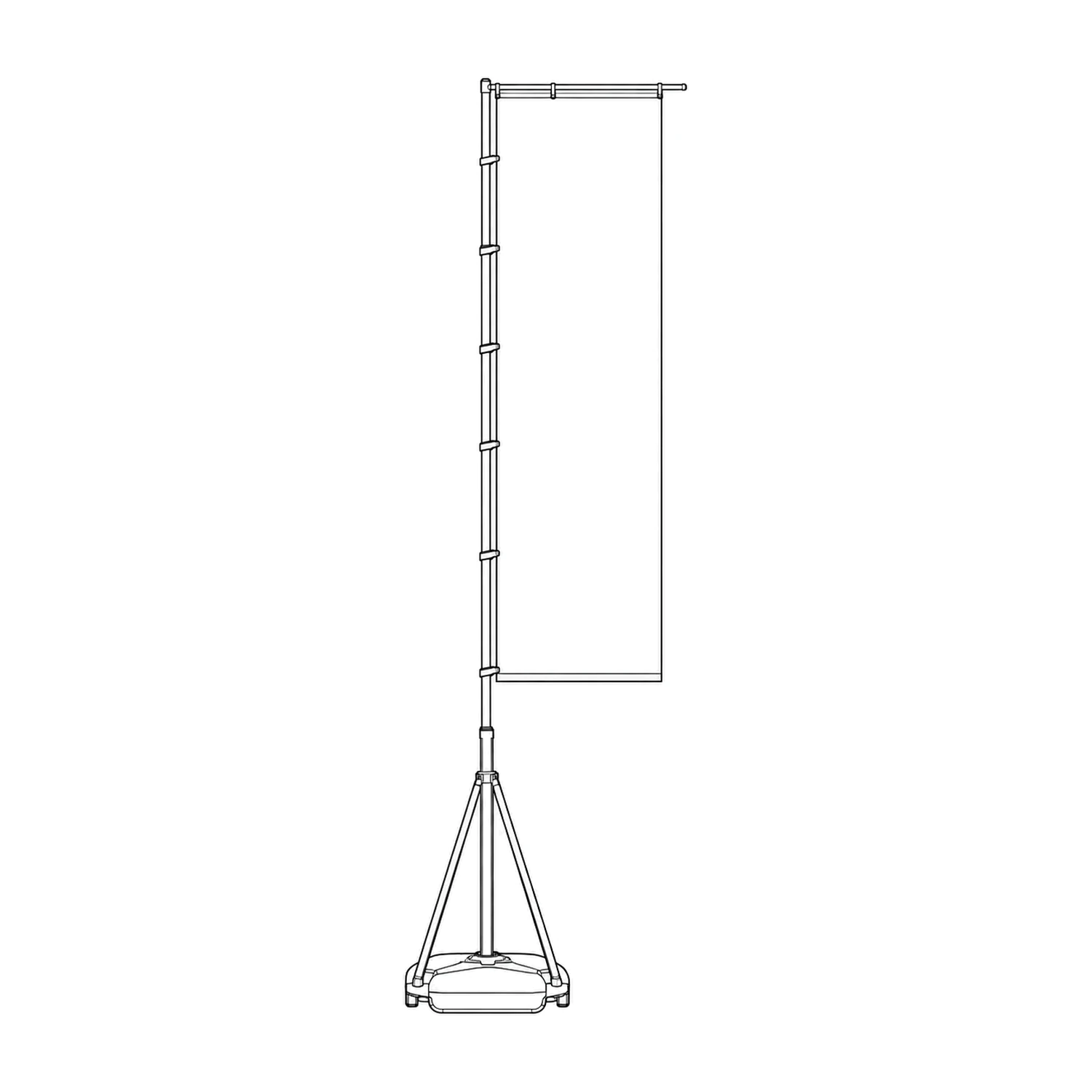 Wind Dancer Telescopic Flag Pole and Flag line drawing