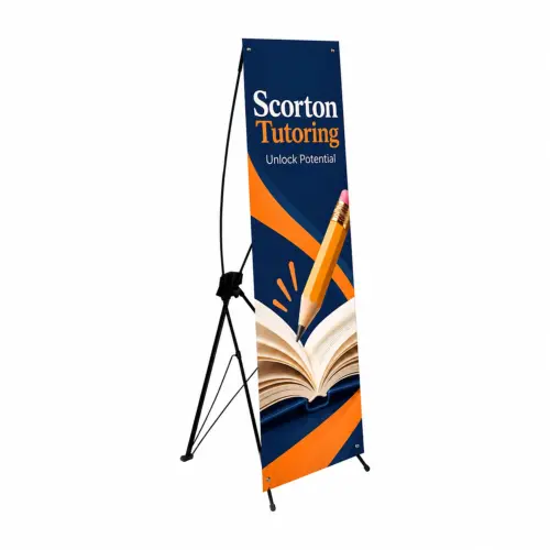 Xscape Tension Banner Stand 1.2m x 2m, shown with example artwork