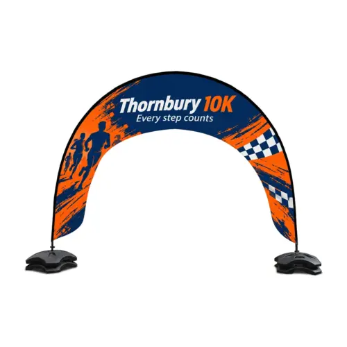 Zoom+ Arch Flag, 4m x 3m with example artwork