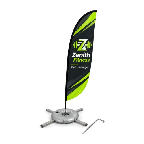 Zoom+ Crest Flag Set with Cross Base and Weight Ring with example artwork