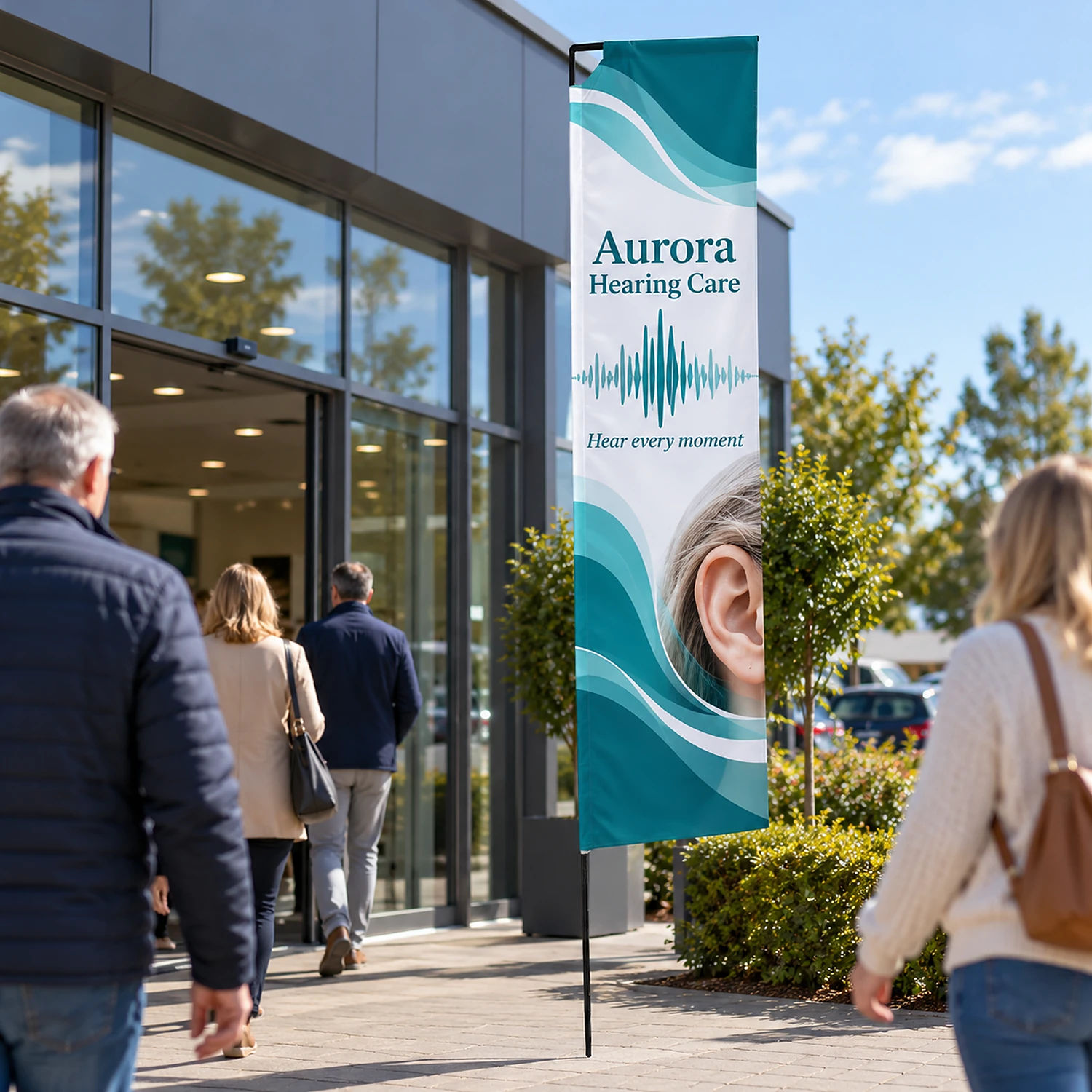 Zoom+ Edge Flag in use outside a showroom