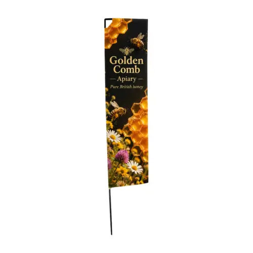 Zoom+ Edge Flag Extra Large, 5m Tall with example artwork