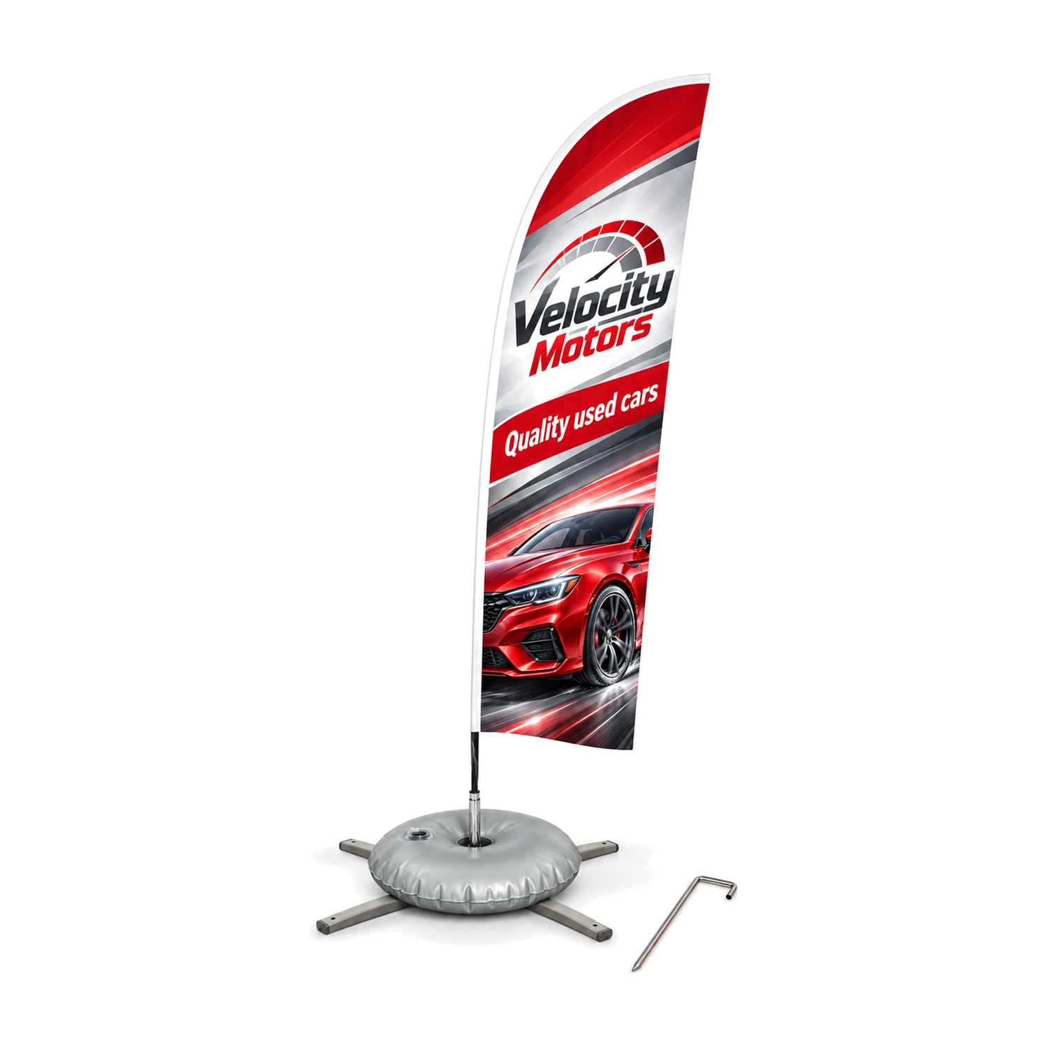 Zoom+ Feather Flag Set with Cross Base and Weight Ring with example artwork