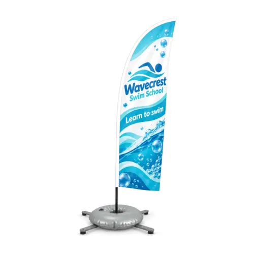Zoom+ Feather Flag Set with Cross Base and Weight Ring with example artwork