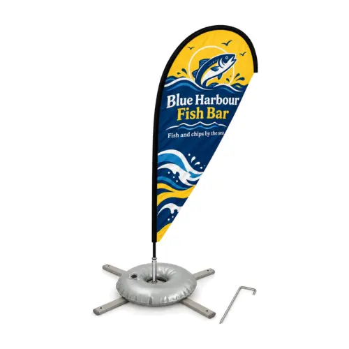 Zoom+ Quill Flag Set with Cross Base and Weight Ring with example artwork