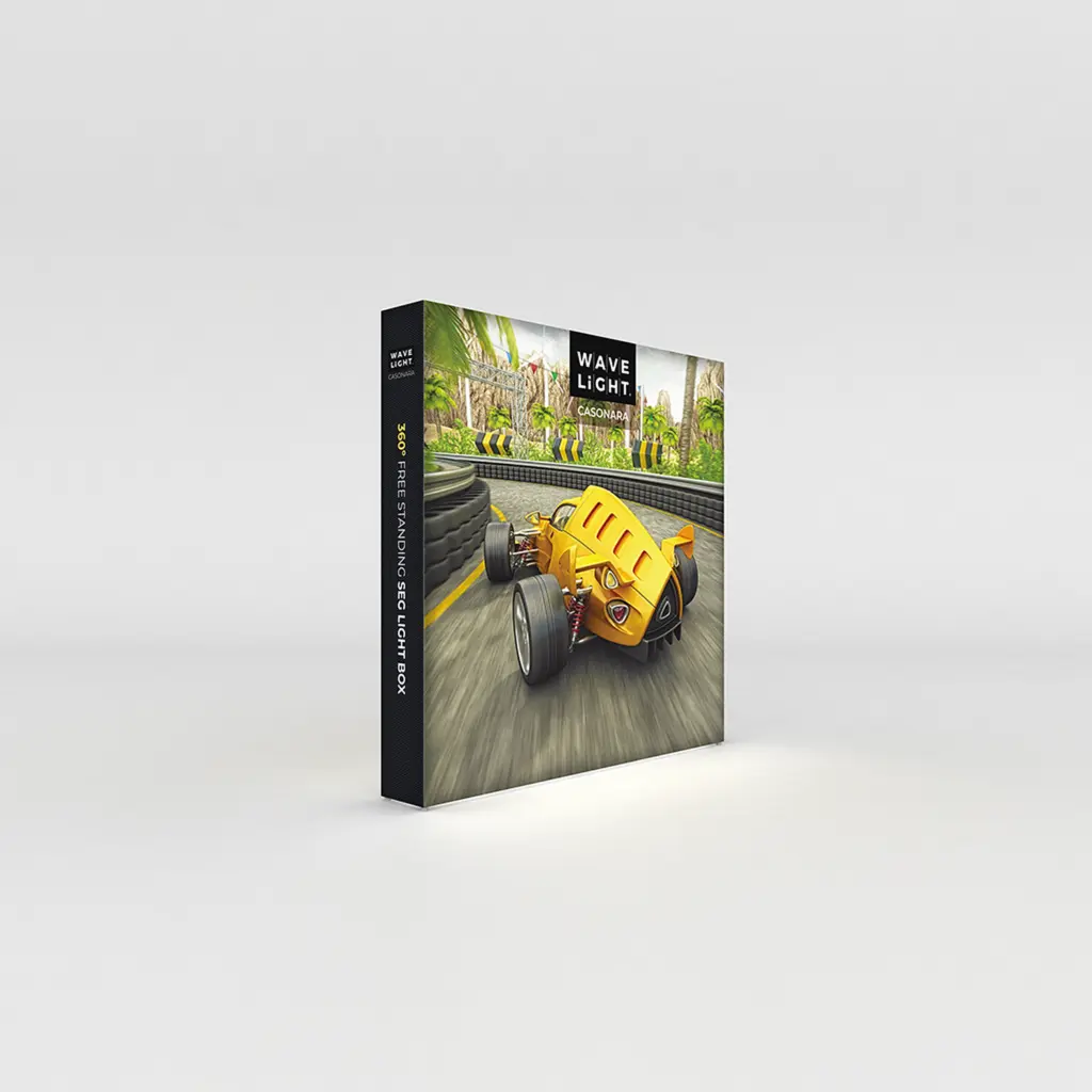 Casonara SEG light box display with a printed backlit fabric graphic