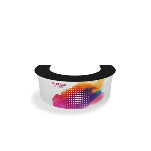 WaveLine InfoDesk Counter - Convex Curved Display - 118.6" x 74" 39.4"