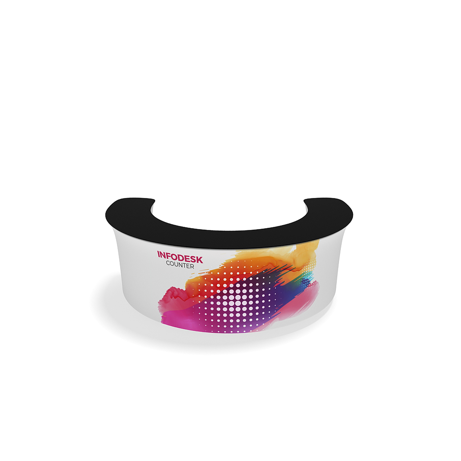 WaveLine InfoDesk Counter - Convex Curved Display - 118.6" x 74" 39.4"