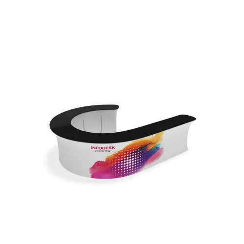 WaveLine InfoDesk Counter - J-Shaped - 116.8" x 118.8" x 39.4"