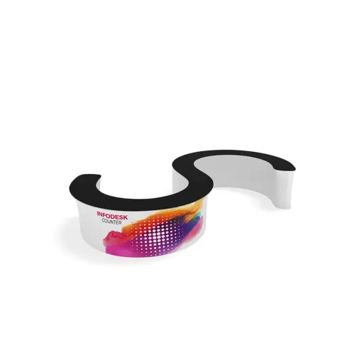WaveLine InfoDesk Counter - S-Shaped - 221.2" x 153.6" x 39.4"