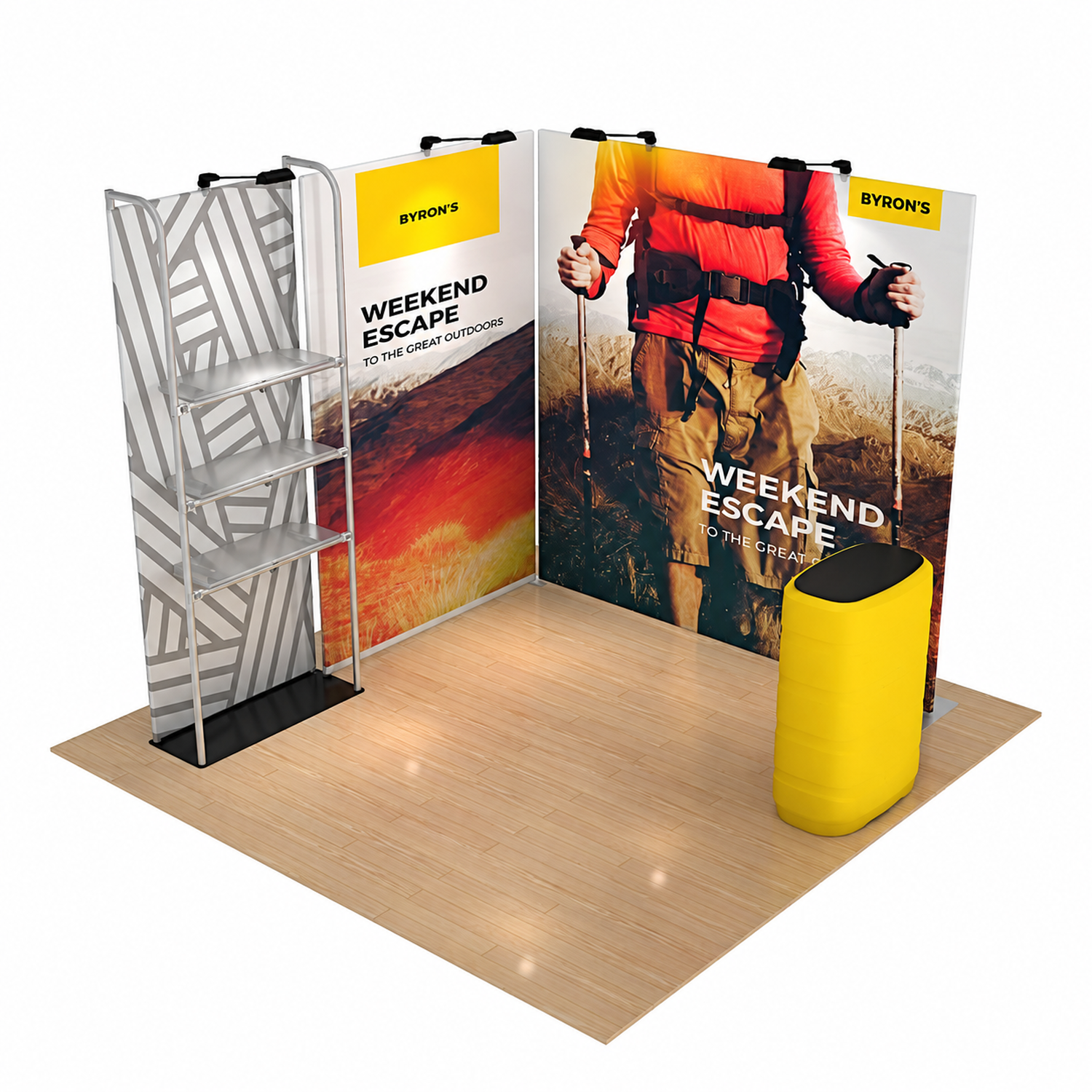 Retail Display Stand 2.82m x 2.26m, 4 Shelves, Single-Sided, Black Base - Image 8