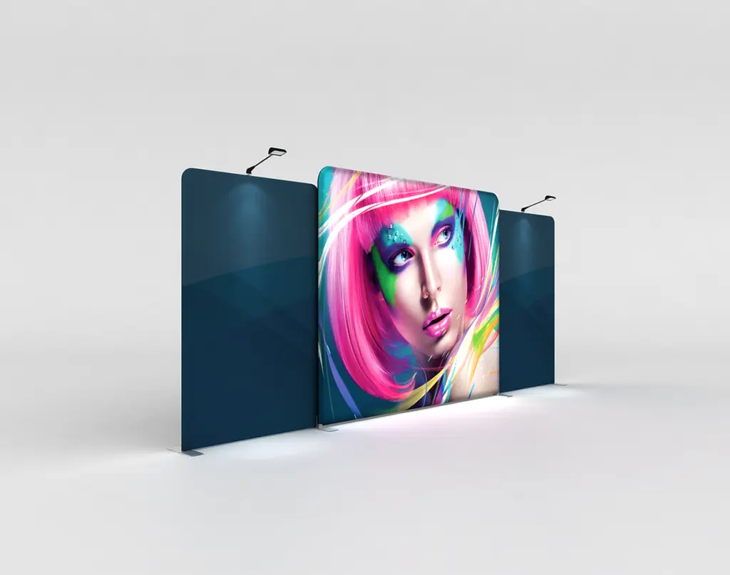 WaveLine Display Wall E panels set side by side as a modular fabric wall